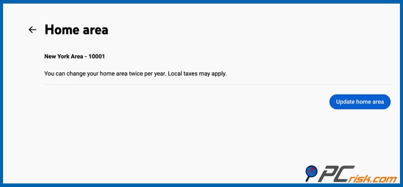 Altere a sua área de residência no YouTube TV