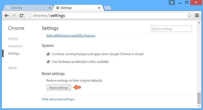 Redefinindo as configurações do Google Chrome para padrão - configurações avançadas