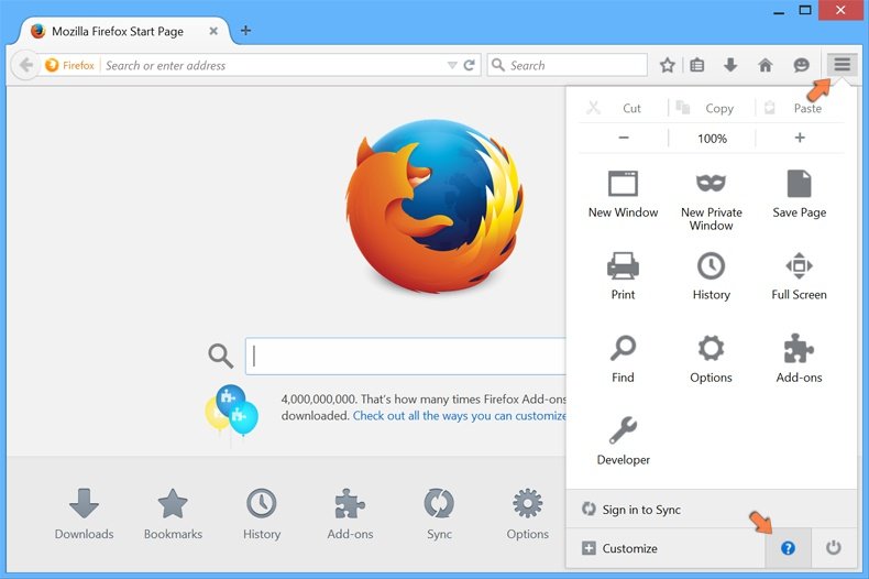 Reconfigurando as configurações do Mozilla Firefox para padrão - acedendo 