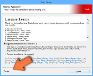 rejeição da instalação do adware durante o descarregamento de software gratuito exemplo
