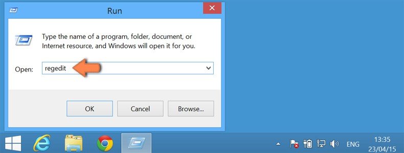 como eliminar entradas de registo passo 3 - escreva regedit