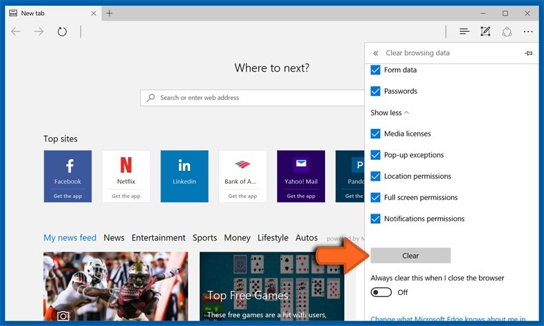 Redefinir as configurações do Microsoft Edge passo 3