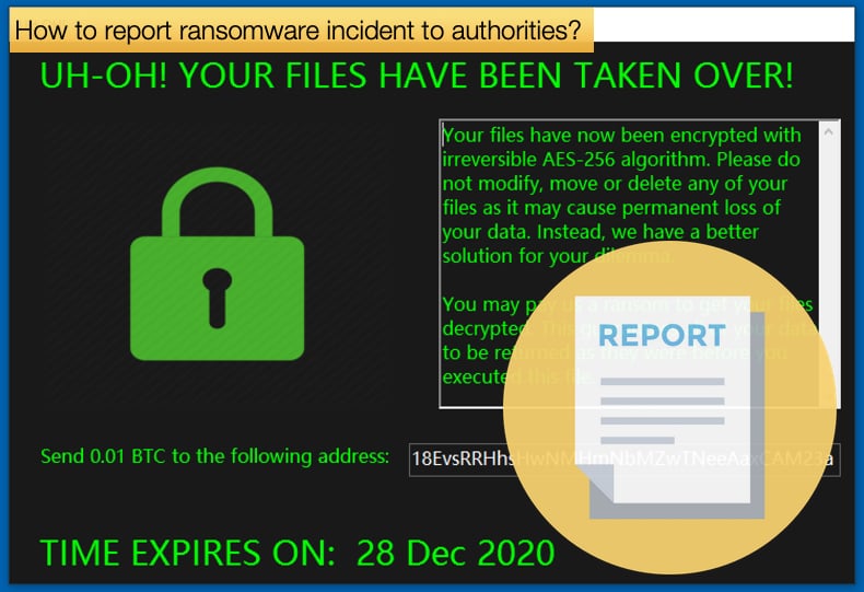 relatar incidentes de ransomware às autoridades