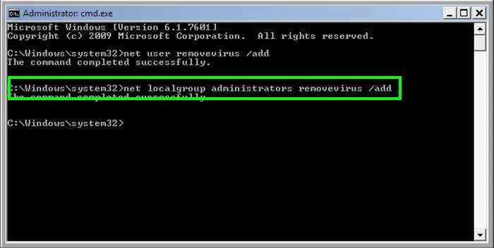 crar um novo utilizador com command prompt