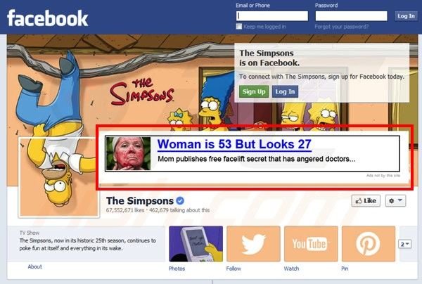 Ads not by this site no Facebook