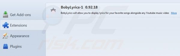 Remover Bobblyrics do Mozilla Firefox