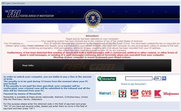 Vírus FBI MoneyPak - farsa do computador bloqueado