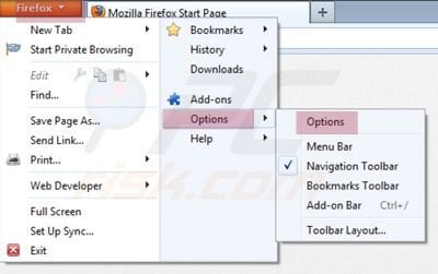 Opções Mozilla FireFox Options