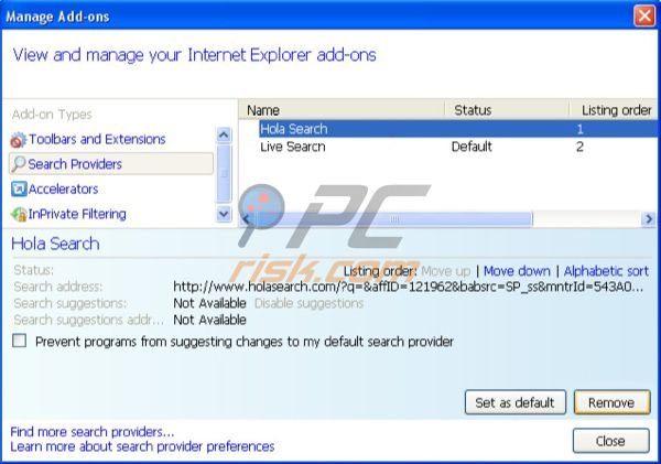 Remover Holasearch.com do Internet Explorer
