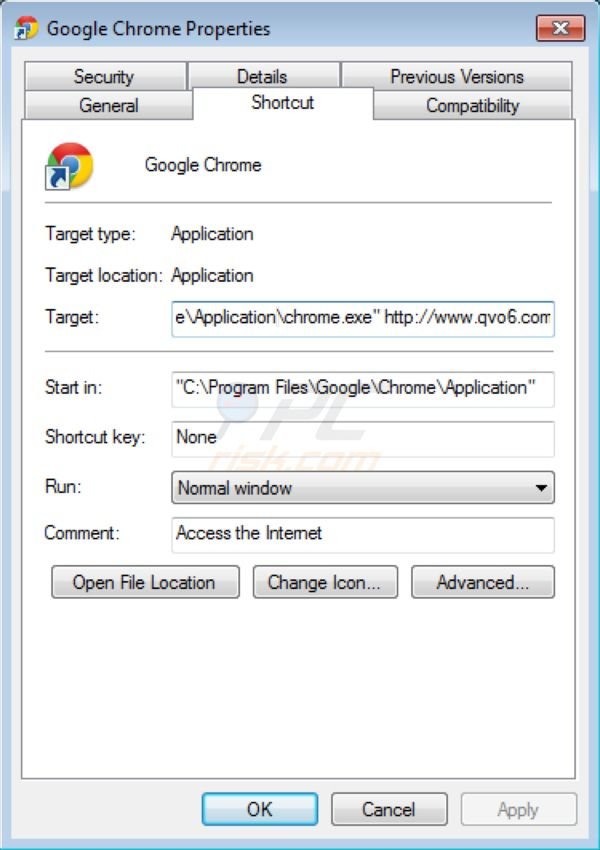 Remover a barra de ferramentas  Qvo6.com (vírus de redirecionamento) do Google Chrome