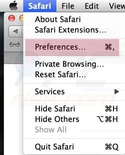Preferências Safari 