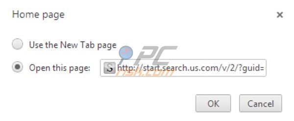 Google Chrome utiliza o nobo separador em vez de iniciar start.search.us.com