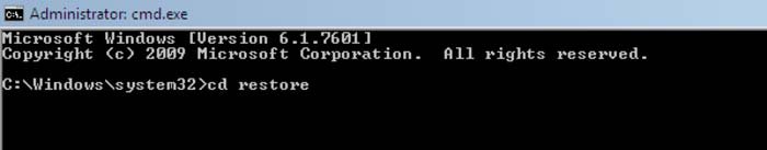 restauro de sistema com o comando prompt cd restore