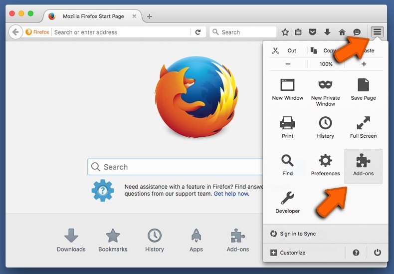 Acedendo aos add-ons de Mozilla Firefox 