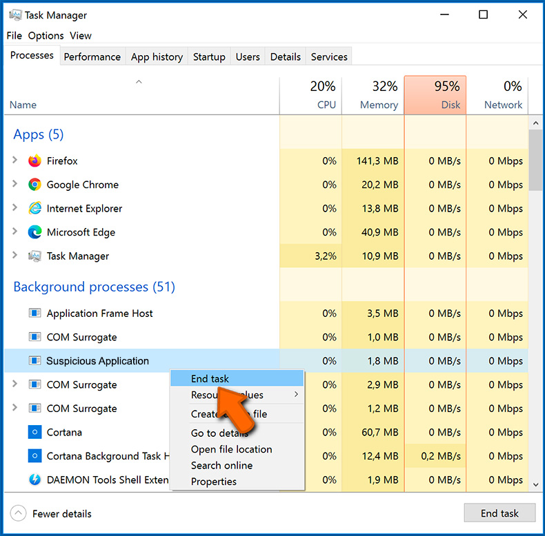 Finalizando um processo pelo Windows Task Manager