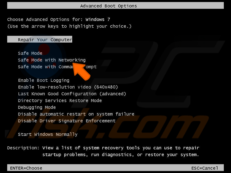 Executar o Windows 7 ou o Windows XP no modo de segurança com rede