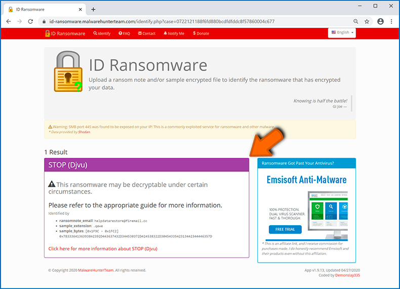 Identifique a infecção do tipo ransomware (Passo 4)