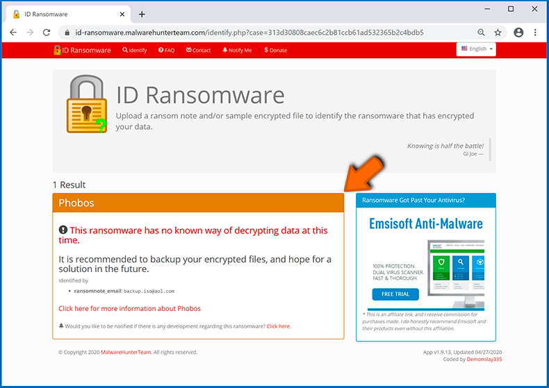 Identifique a infecção do tipo ransomware (Passo 5)