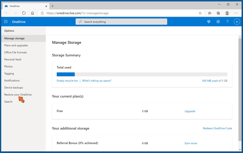 restaurar-o-seu-onedrive