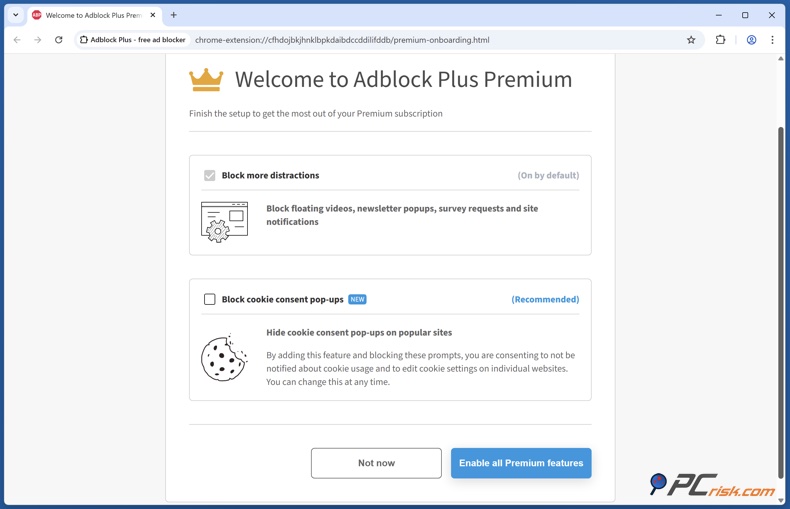 Bloqueio de pop-ups de consentimento de cookies