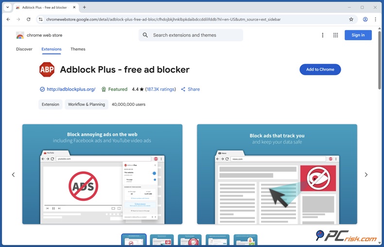 Adblock Plus Chrome extensão