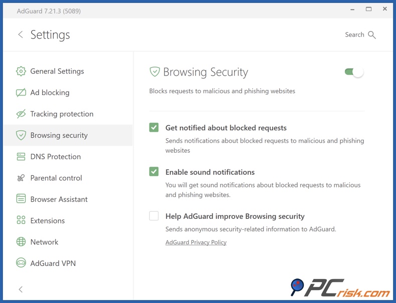 AdGuard segurança de navegação