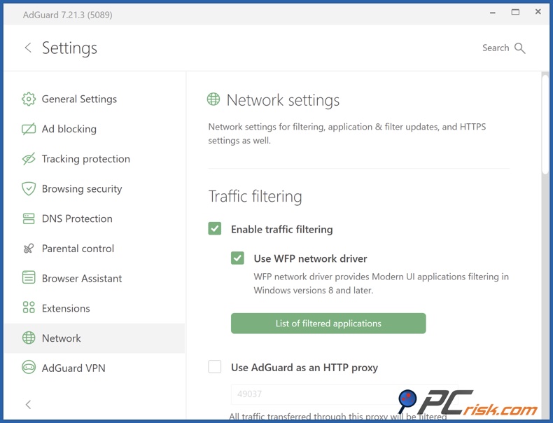 AdGuard filtragem de tráfego