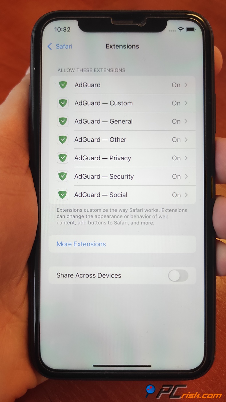 AdGuard extensão para Safari no iOS