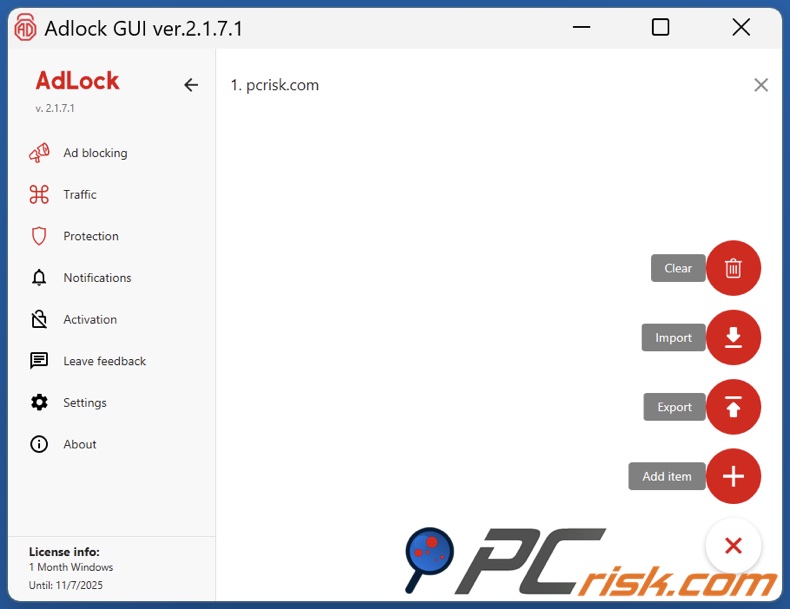 AdLock lista de permissões