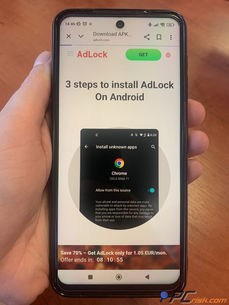 Adlock para a página de download do APK para Android