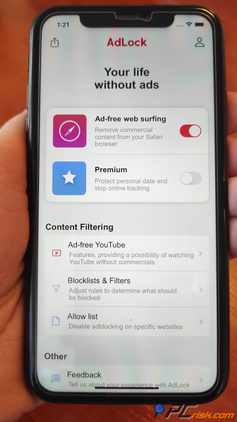 AdLock para o painel do iOS