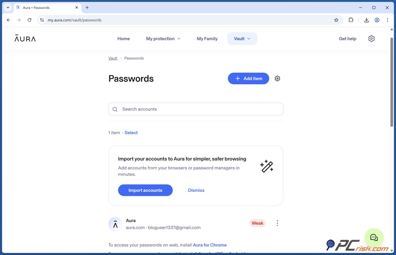 Aura gerenciador de senhas