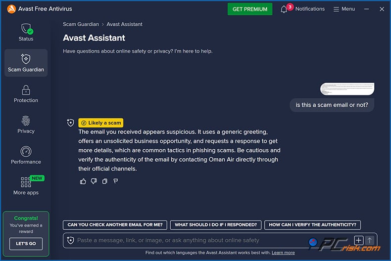 avast ai assistente windows