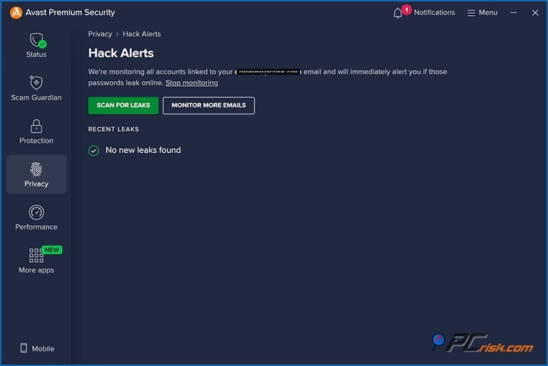 avast alertas de invasão