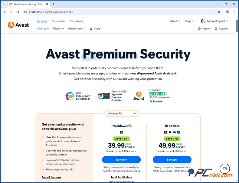 Avast Antivirus Preços