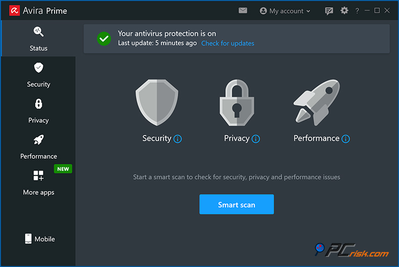 avira antivirus painel de controlo