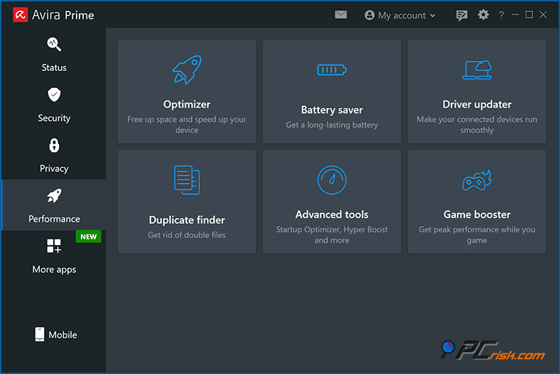 avira ferramentas de desempenho