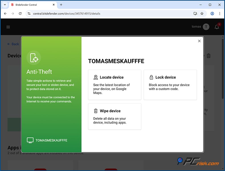 bitdefender antirroubo