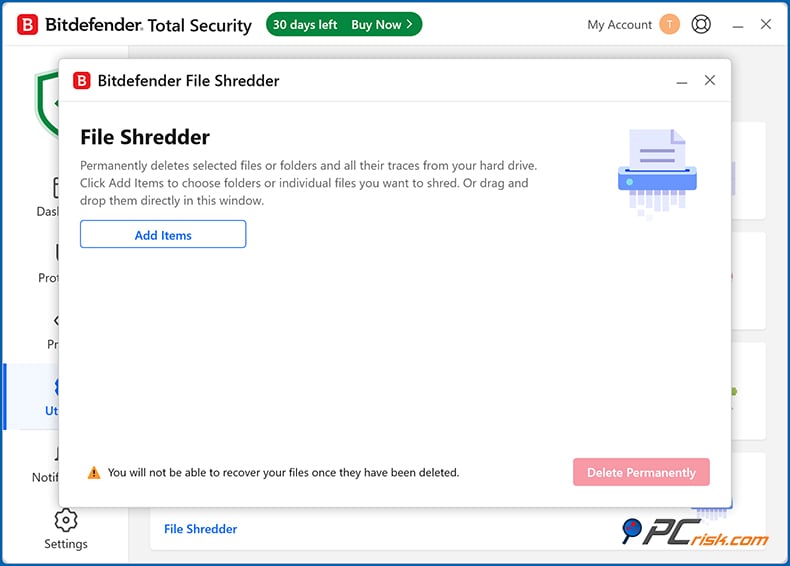 bitdefender destruidor de ficheiros