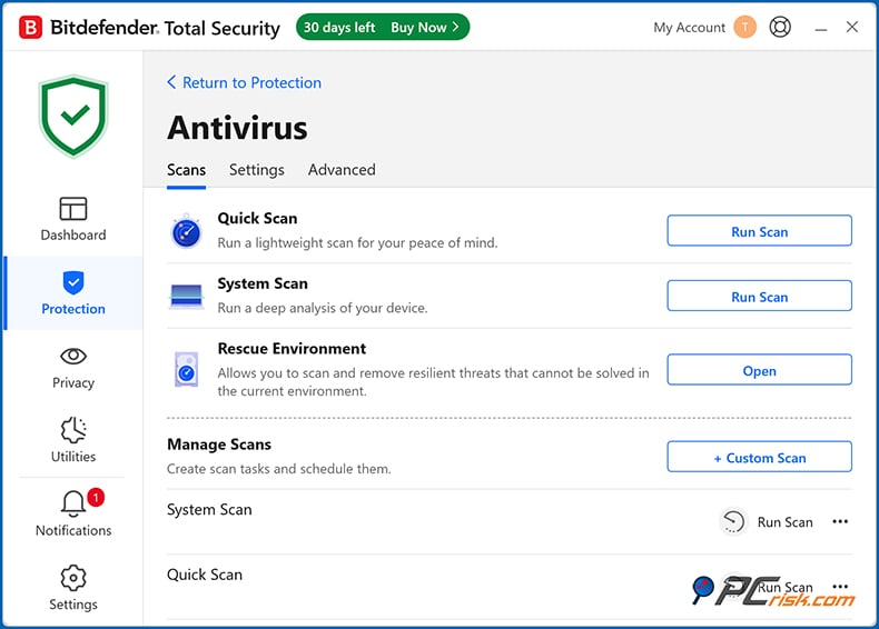 bitdefender digitalização sob demanda