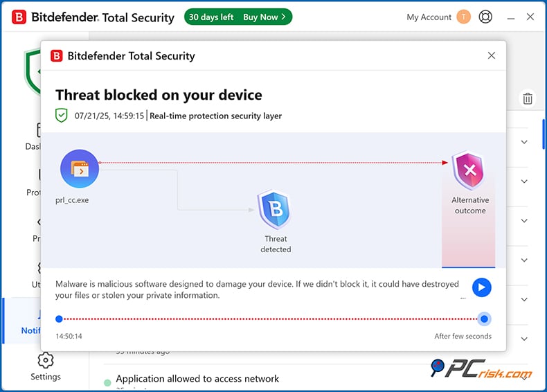 bitdefender proteção em tempo real