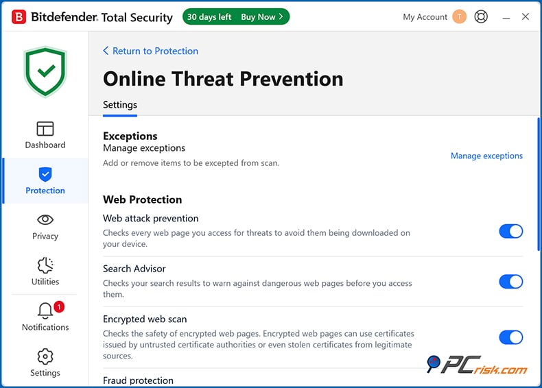 bitdefender web proteção