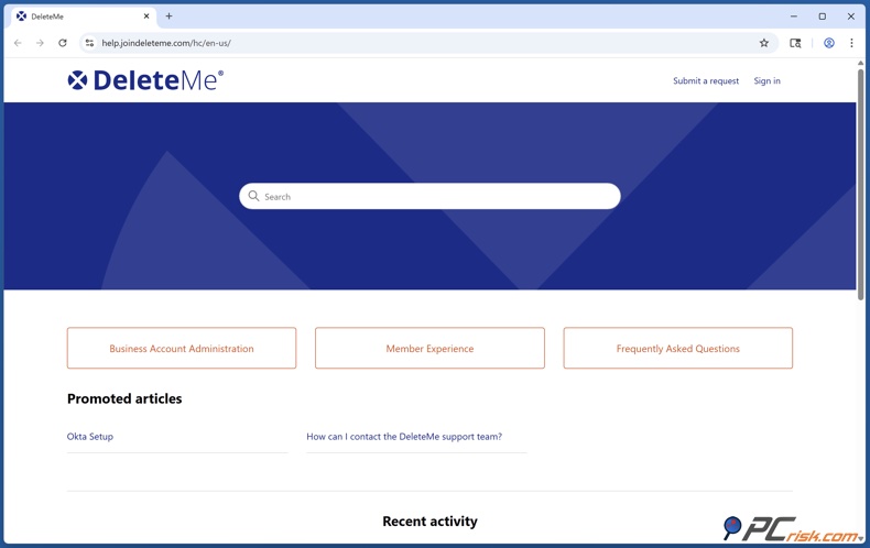 DeleteMe Centro de Ajuda