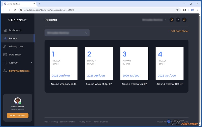 DeleteMe Relatórios