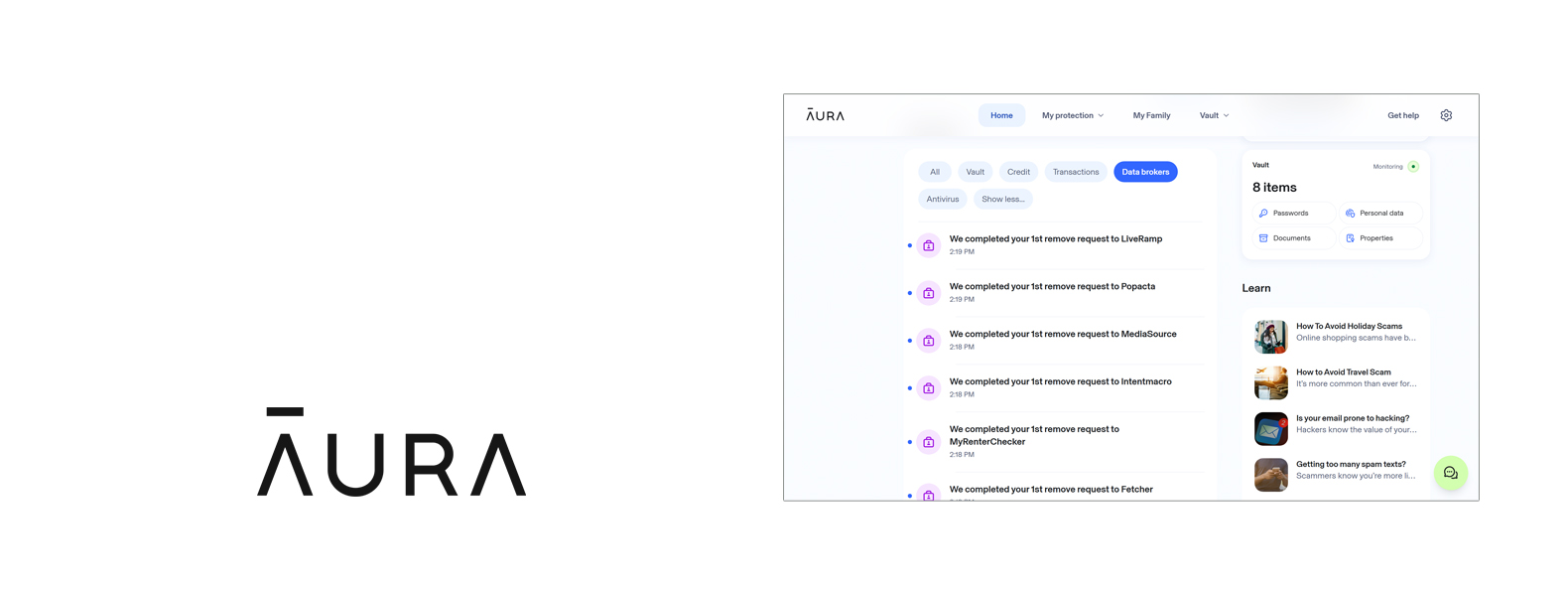 Aura cabeçalho do serviço de remoção de dados