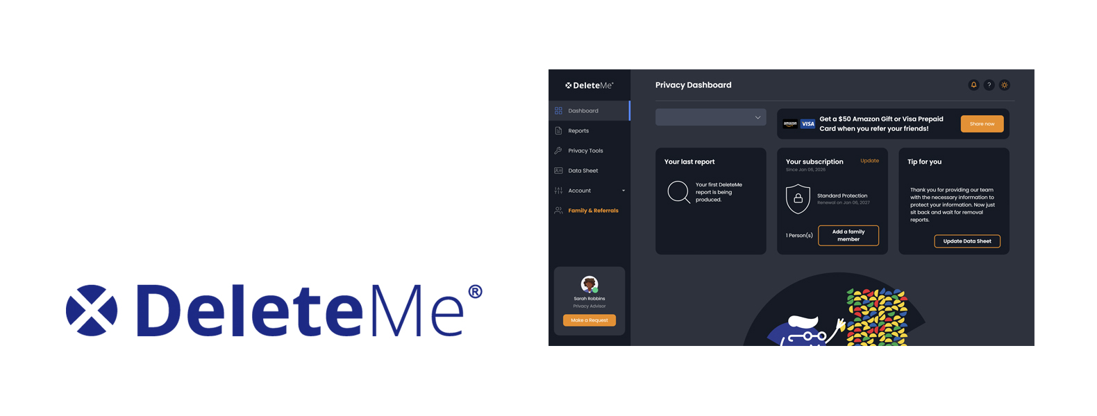 DeleteMe cabeçalho do serviço de remoção de dados