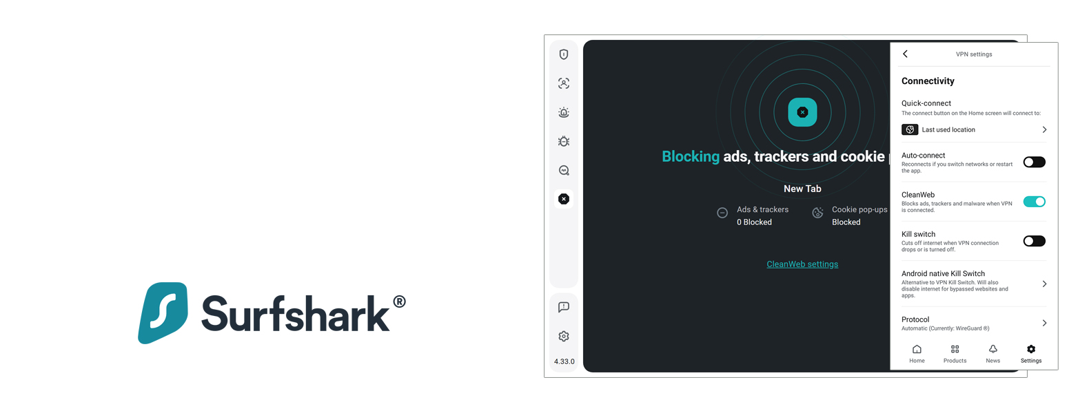 Surfshark CleanWeb cabeçalho do melhor bloqueador de anúncios