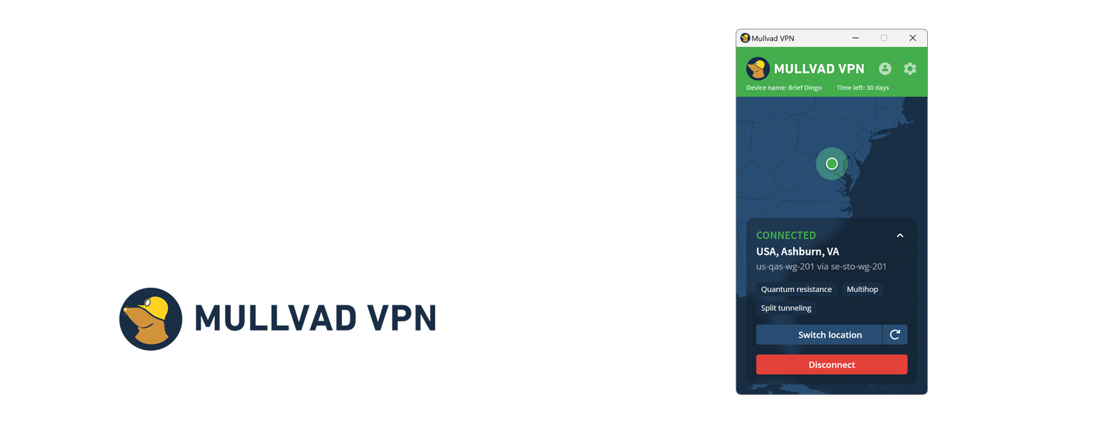 Mullvad cabeçalho VPN superior