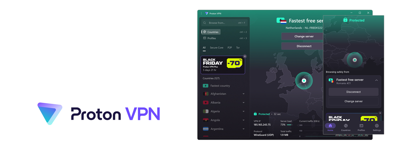 Proton cabeçalho VPN superior