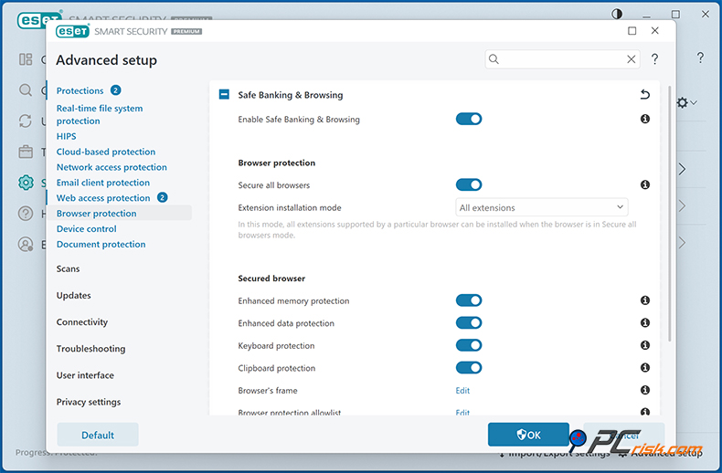 ESET Proteção bancária e de pagamentos segura